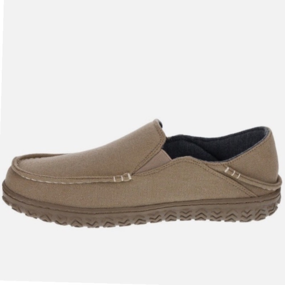 ROWM Mens Canvas Slip On Slippers Khaki Tan Loafers XL 13-14 NEW